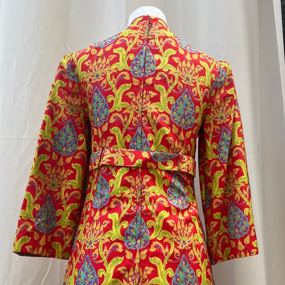 Vintage Dress 60s 70s silk Thai dress  style Japanese kimono Mini Dress Mod - Picture 8 of 16